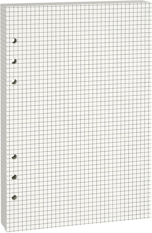 A5 Grid-Ruled Refill Paper, 100gsm Thick Beige No-Bleed Sheets (80-Pack), Pre-Punched – Fits A5 6-Ring Binders for Office, School & Teachers