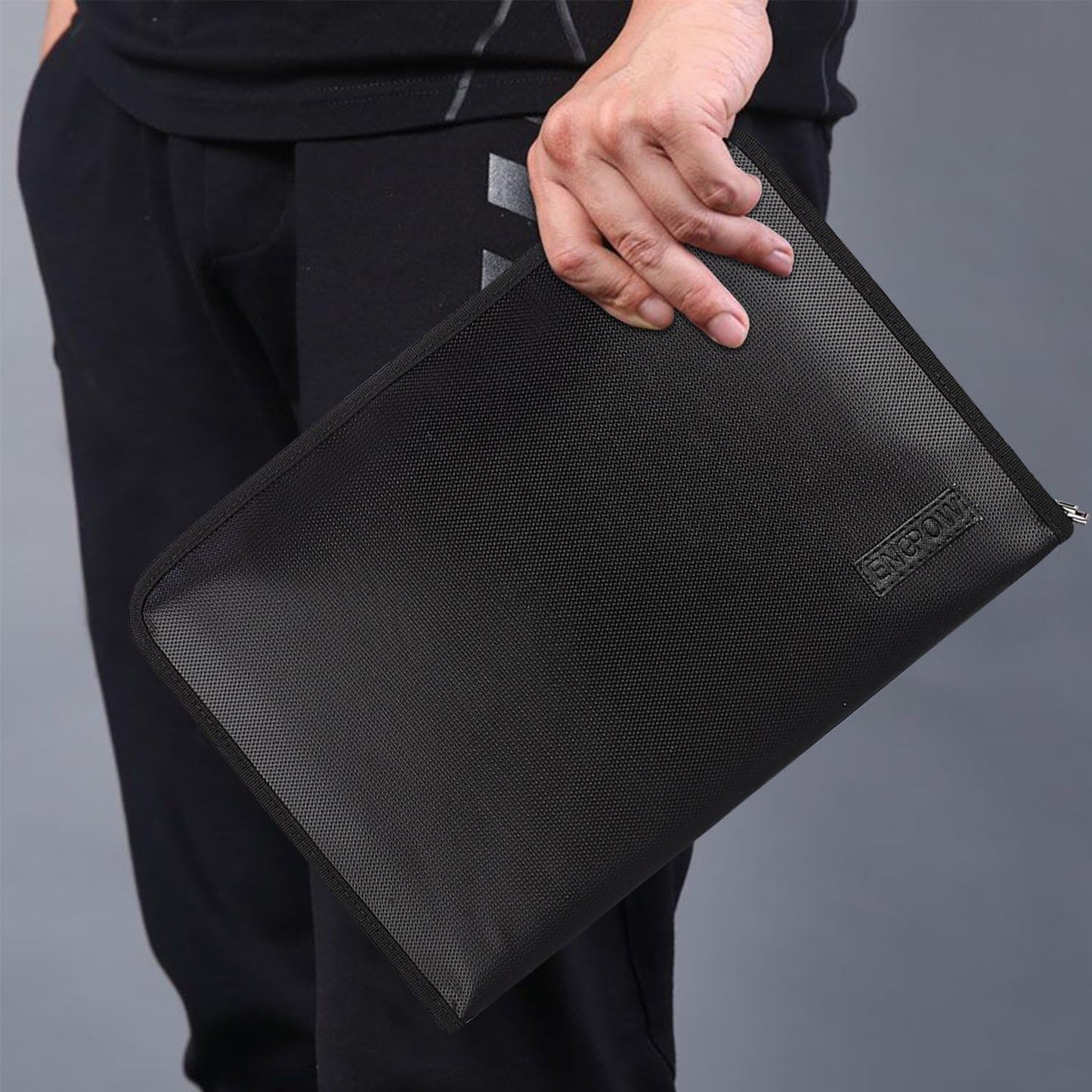 ENGPOW Fireproof File Folder Fireproof Fire and Water Resistant Money Document Bag with A4 Size 13 Pockets Zipper Closure Non-Itchy Silicone Coated Portable Filing Organizer Pouch(14.3" x 9.8")