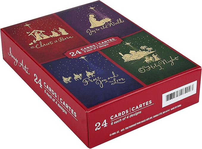 Hallmark Image Arts Religious Boxed Christmas Cards Assortment (4 Designs, 24 Christmas Cards with Envelopes)