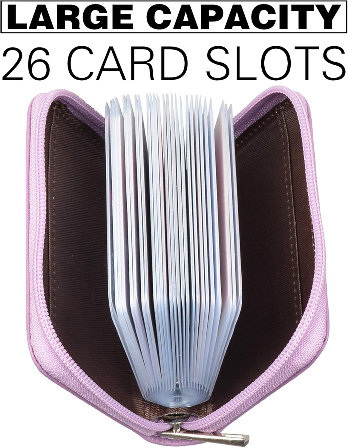 Easyoulife Genuine Leather Credit Card Holder Zipper Wallet With 26 Card Slots