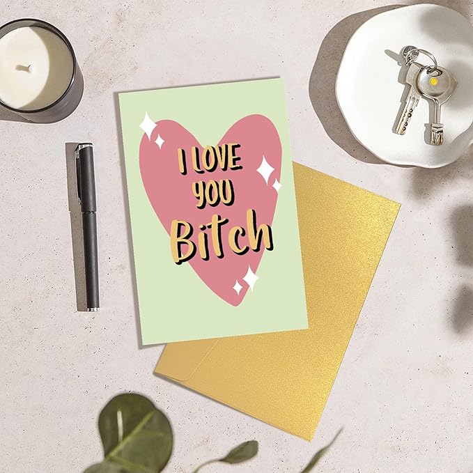 Funny Galentine's Day Card, I Love You Bitch Card, Friend Birthday Card, Love Card for Bestie, Friendship Card for Lady Girl, Valentines Card for Best Friend