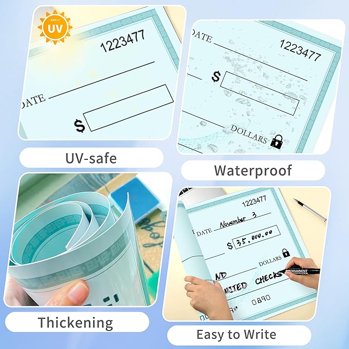 Reusable Large Check Big Check - 30" x 16" Giant Dry Erase Checks for Presentations, Novelty Oversized Blank Checks,Large Fake Checks for Donation, Awards,Fundraisers