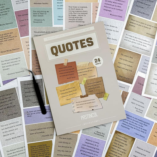 24 Sheets Vintage Motivational Quote Stickers Pad wtih Tweezer,246 Pcs Inspirational Typewriter Font Quotes Pad,Word Stickers for Scrapbook Junk Journal Bullet Journal DIY Craft Card Making