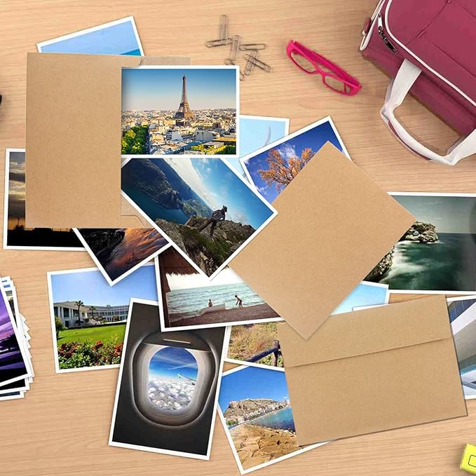 30 blank cards and envelopes each, thank you blank greeting cards and envelopes, brown A4 blank cards, 4x6 envelope invitations, suitable for printing custom, suitable for various occasions DIY