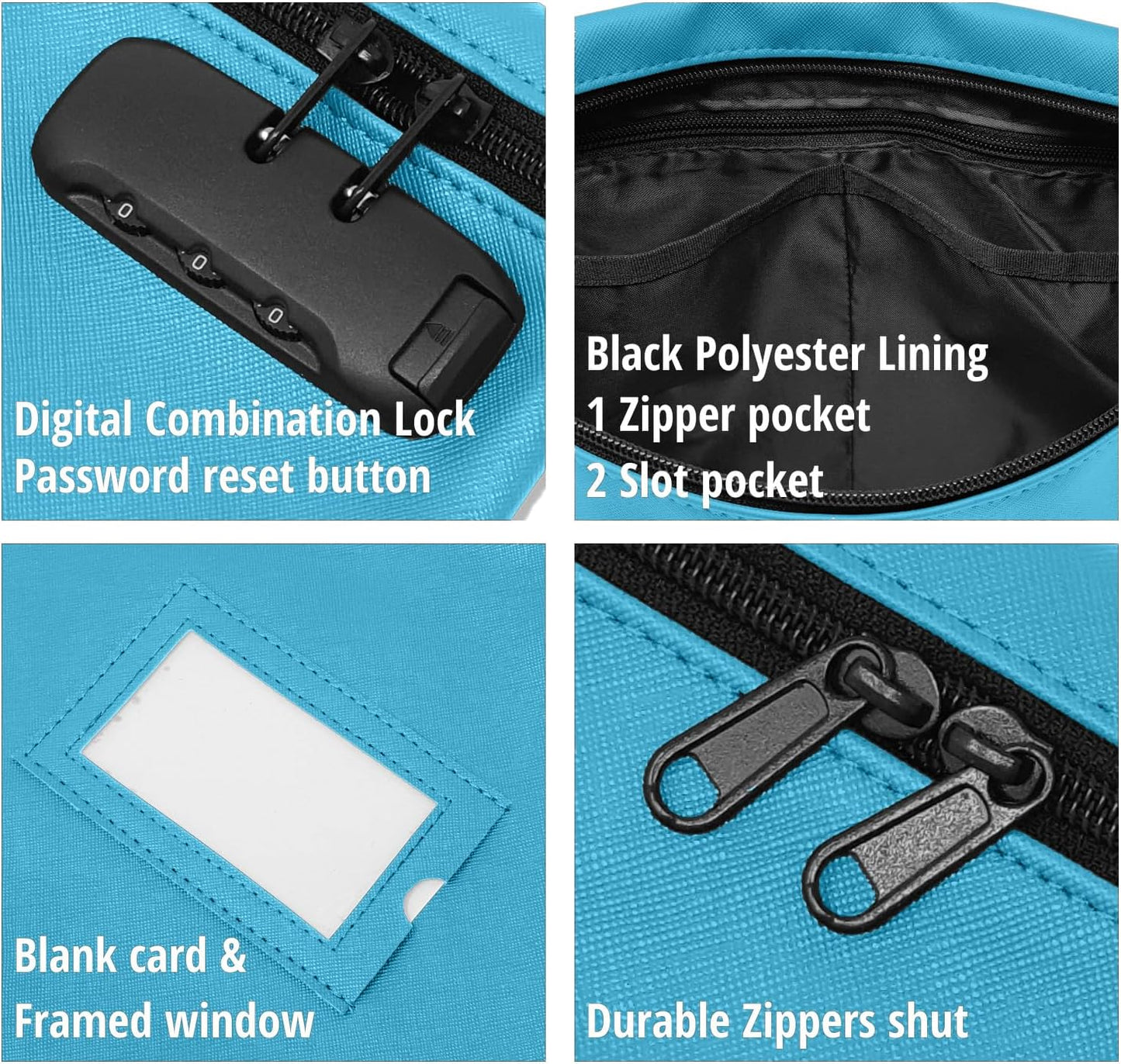 Notary Bag with Lock | 14x11 inch | Light blue | Zipper Notary Supplies Bag | Locking Notary Bag for Notary Kit, Stamp, Embosser, Ink Pad, and Valuables | Locking Document Bag | Journal Carrying Case