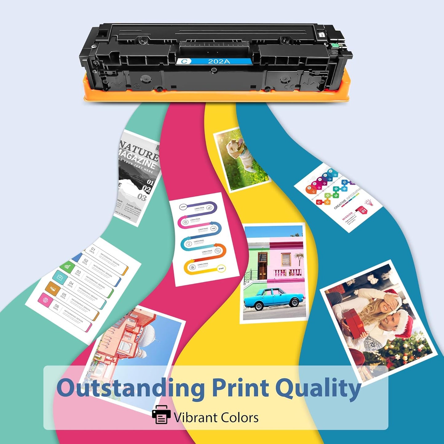 202A Toner Cartridges 4 Pack Compatible for Color Laserjet Pro M281fdw Reaplacement for HP202A Set High Yield with M254dw M254nw MFP M281cdw M280nw M281fdn Printer (Black/Cyan/Magenta/Yellow)