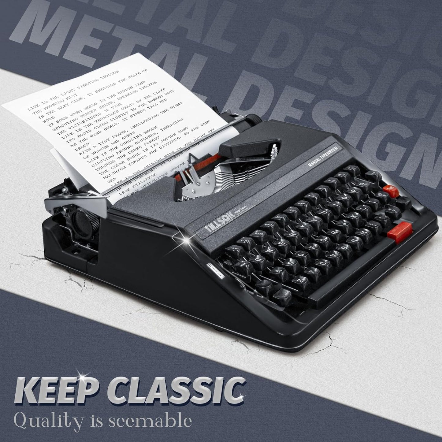 Manual Typewriter Machine – Vintage Portable Typewriter for Typing Letters – Classic Black Type Writer for Kids, Authors, and Retro Enthusiasts – Gift for Writers and Collectors