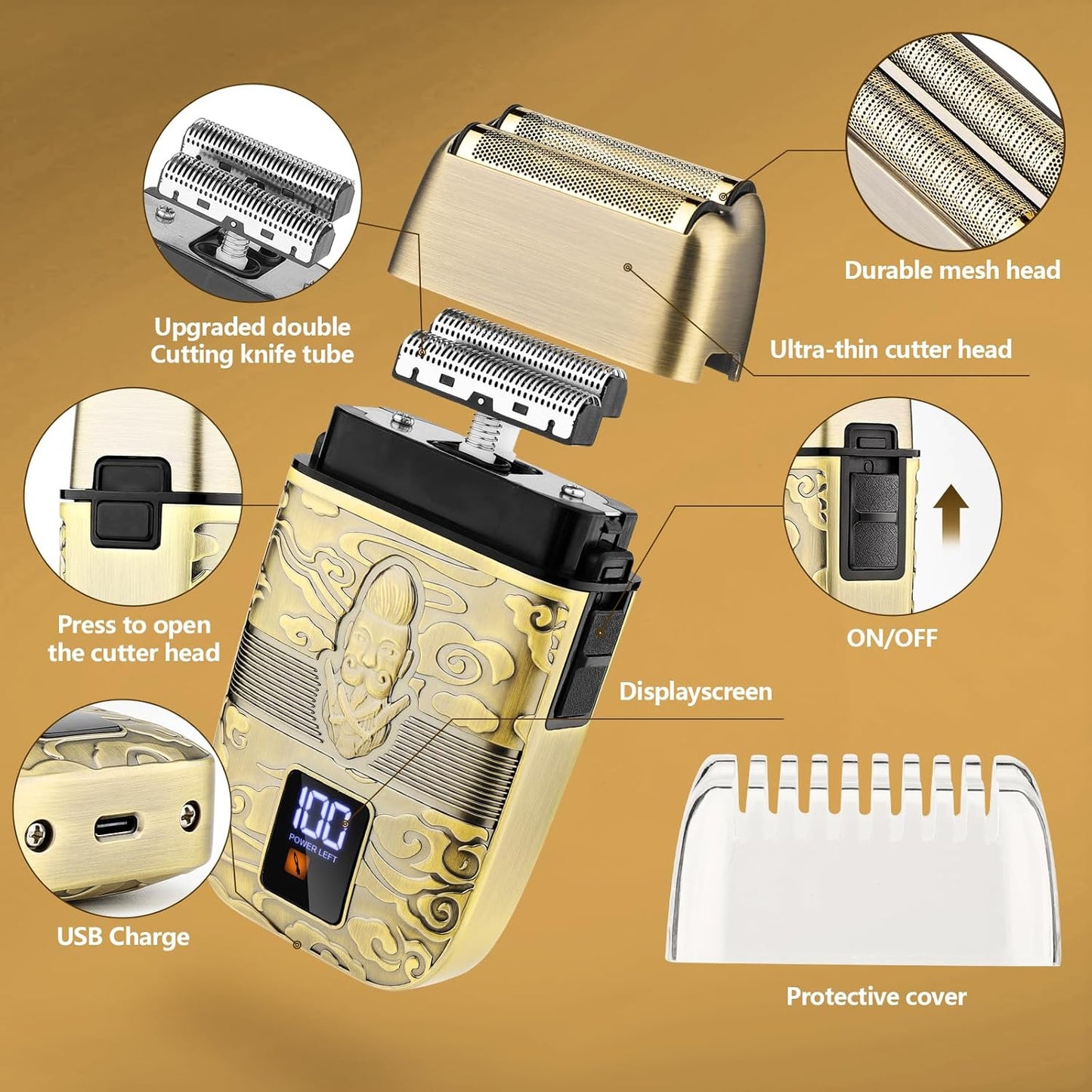 Lanumi Professional Hair Clipper Trimmer Set for Men Electric Shaver Razor Cordless Hair Cutting Barber Clippers Beard Trimmer Men’s Grooming Kit Gifts for him