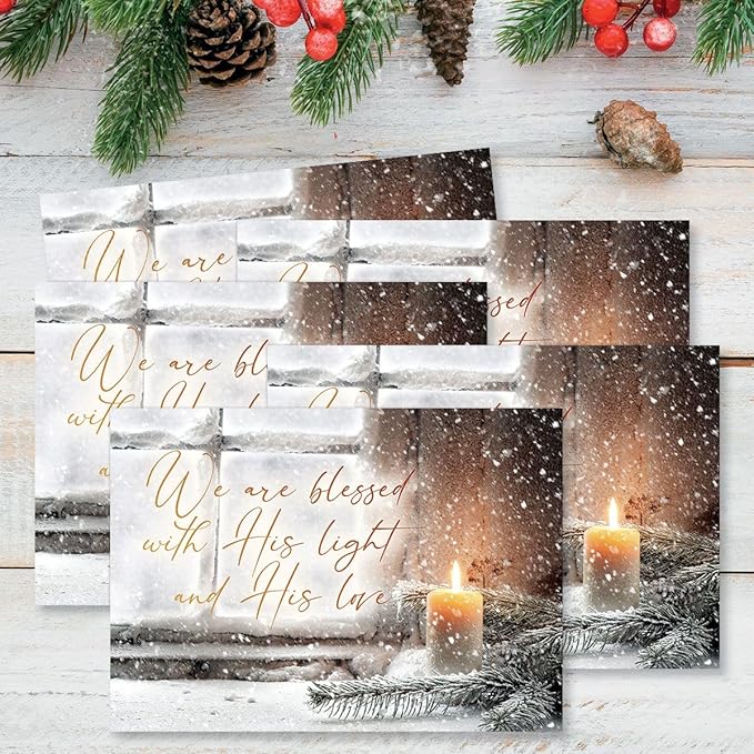 Current Let Your Heart Be Light Personalized Christmas Greeting Cards Set - Set of 18 Large 5 x 7-Inch Folded Cards, Themed Religious Holiday Card Value Pack, Envelopes Included