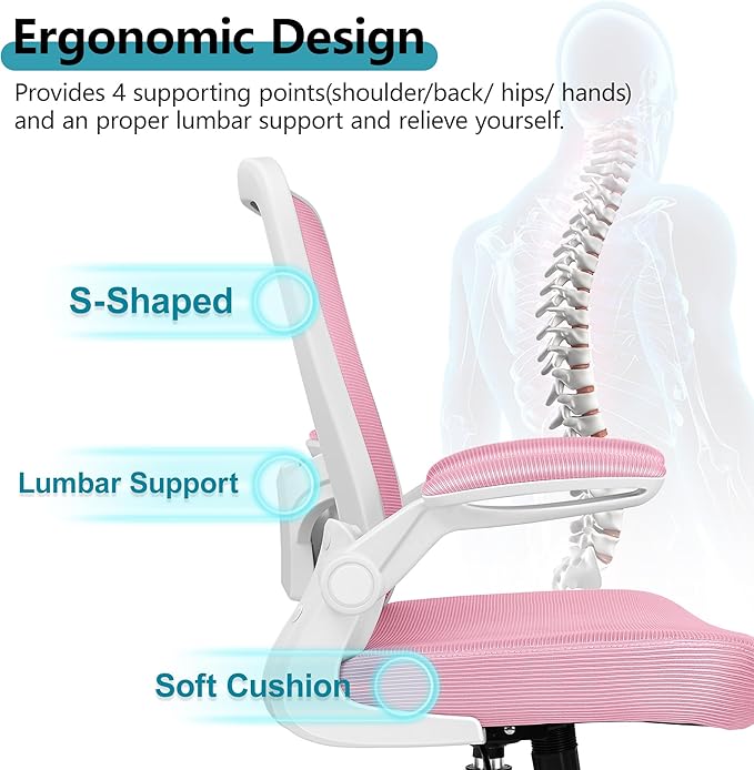 FelixKing Ergonomic Office Chair, Adjustable Height, Lumbar Support, Breathable Mesh Fabric, Durable and Reliable, Pink