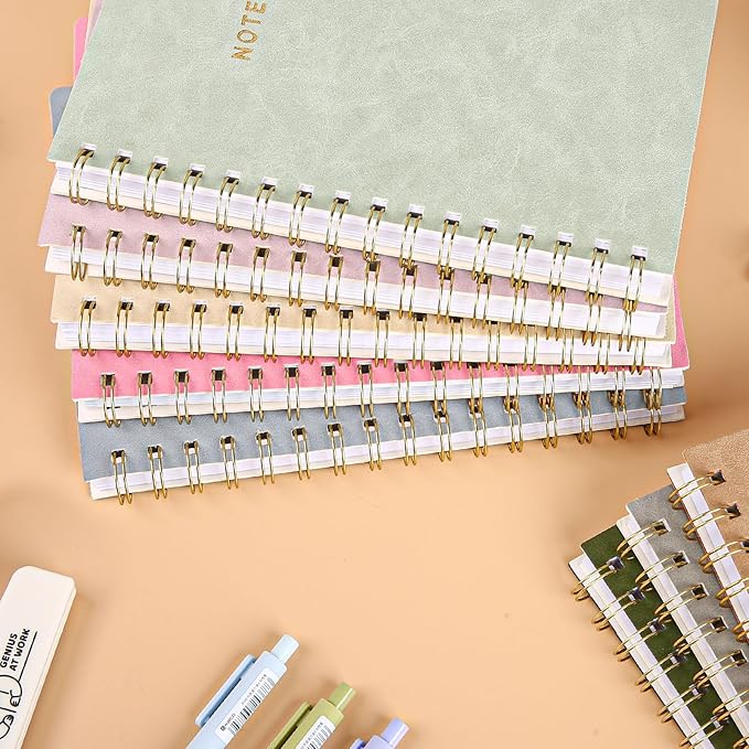 Spiral Notebook College Ruled Soft Cover Suede Aesthetic Note book 160Pages 8.5" x 6.34" For Work Note taking,Journals For Writing School Office With Double-Sided Pocket,100GSM Thick Paper