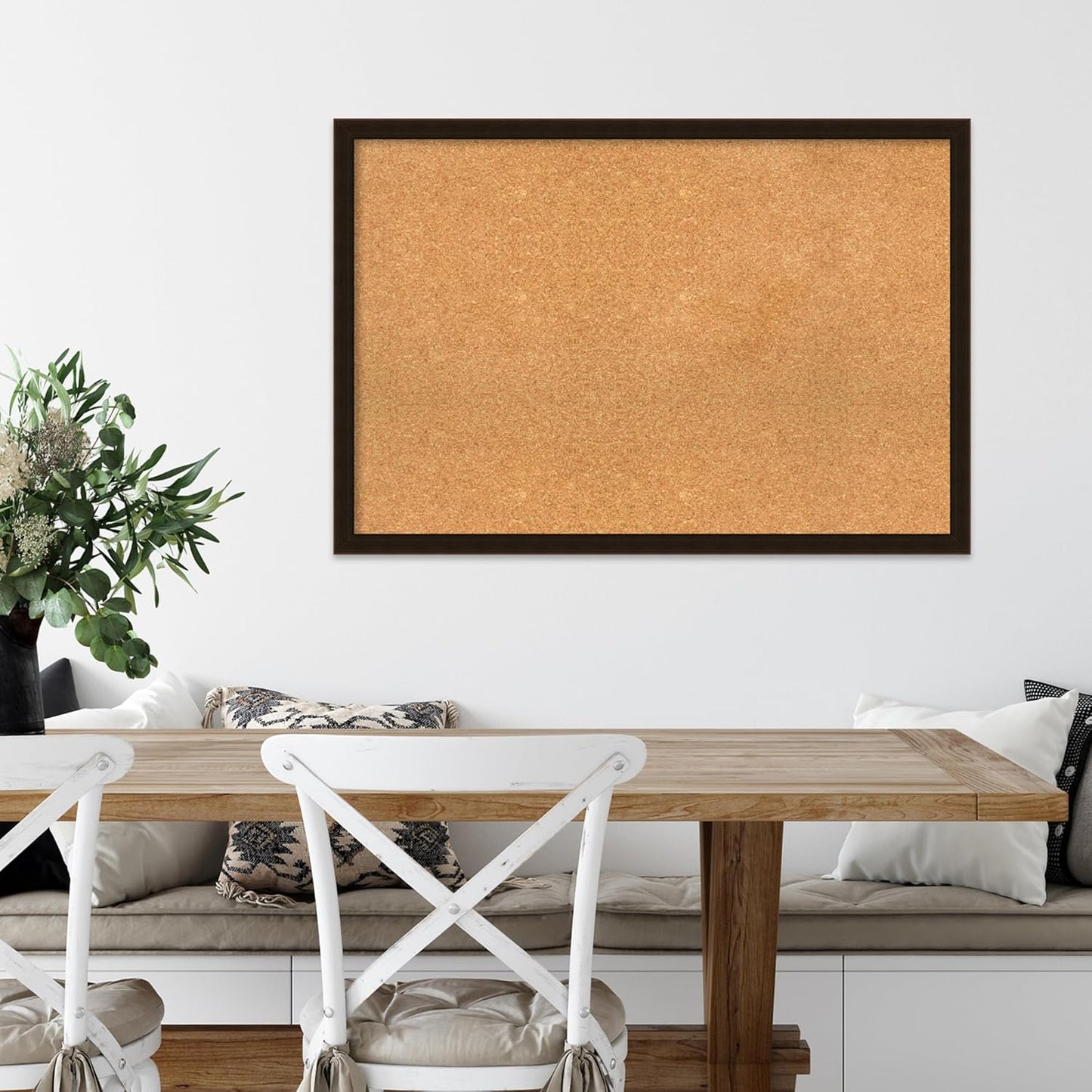 Amanti Art Natural Cork Board for Wall, 26x38 Vision Board with Brown Wood Frame, Large Corkboard Office Decor for Home Organization, Rustic Farmhouse Corkboard Pinboard to display items for home