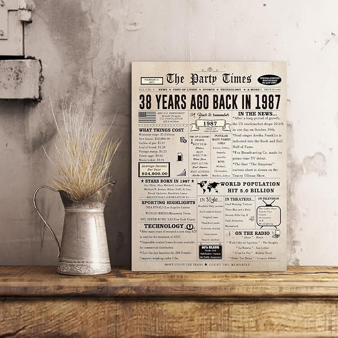 38th Birthday Card Gifts for Her Him, Happy 38th Birthday Decorations for Women Men, Large 38 Years Old Bday Card for Husband Wife