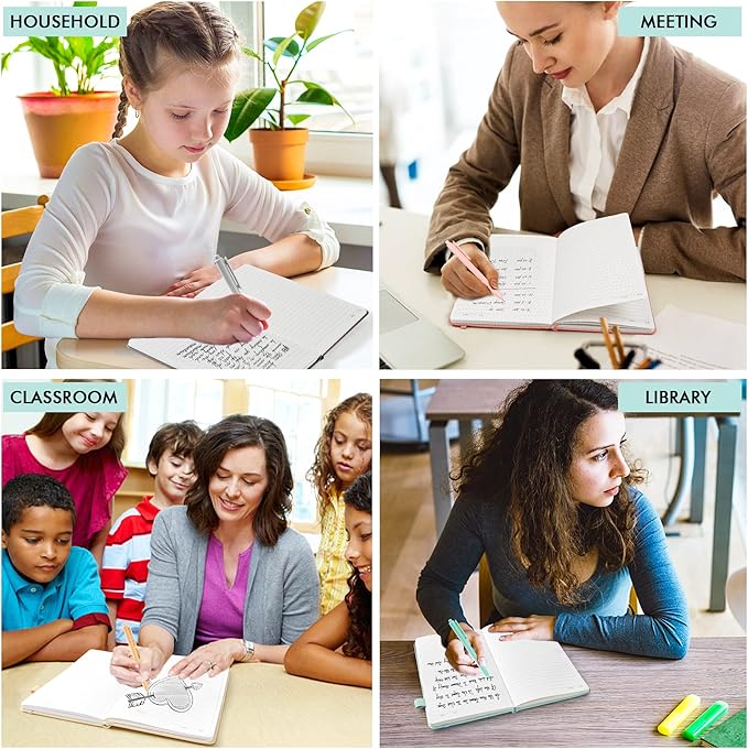 feela 5 Pack Notebooks Journals Bulk, Hardcover Classic Ruled Lined Journals with Pen Holder for Women Girls School Business Supplies, with 5 Black Pens, 120 GSM, 5.1”x8.3”, A5, Mild Colors