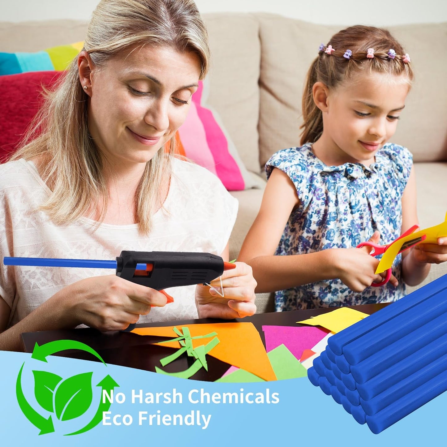 MATUFF Blue hot Glue Sticks Full Size 0.43” Dia x 8” Long, 52 pcs Hot melt Adhesive Glue Sticks, All-Purpose Colored Glue Gun Sticks for Christmas Decoration Crafting Arts School Home Repair Bonding