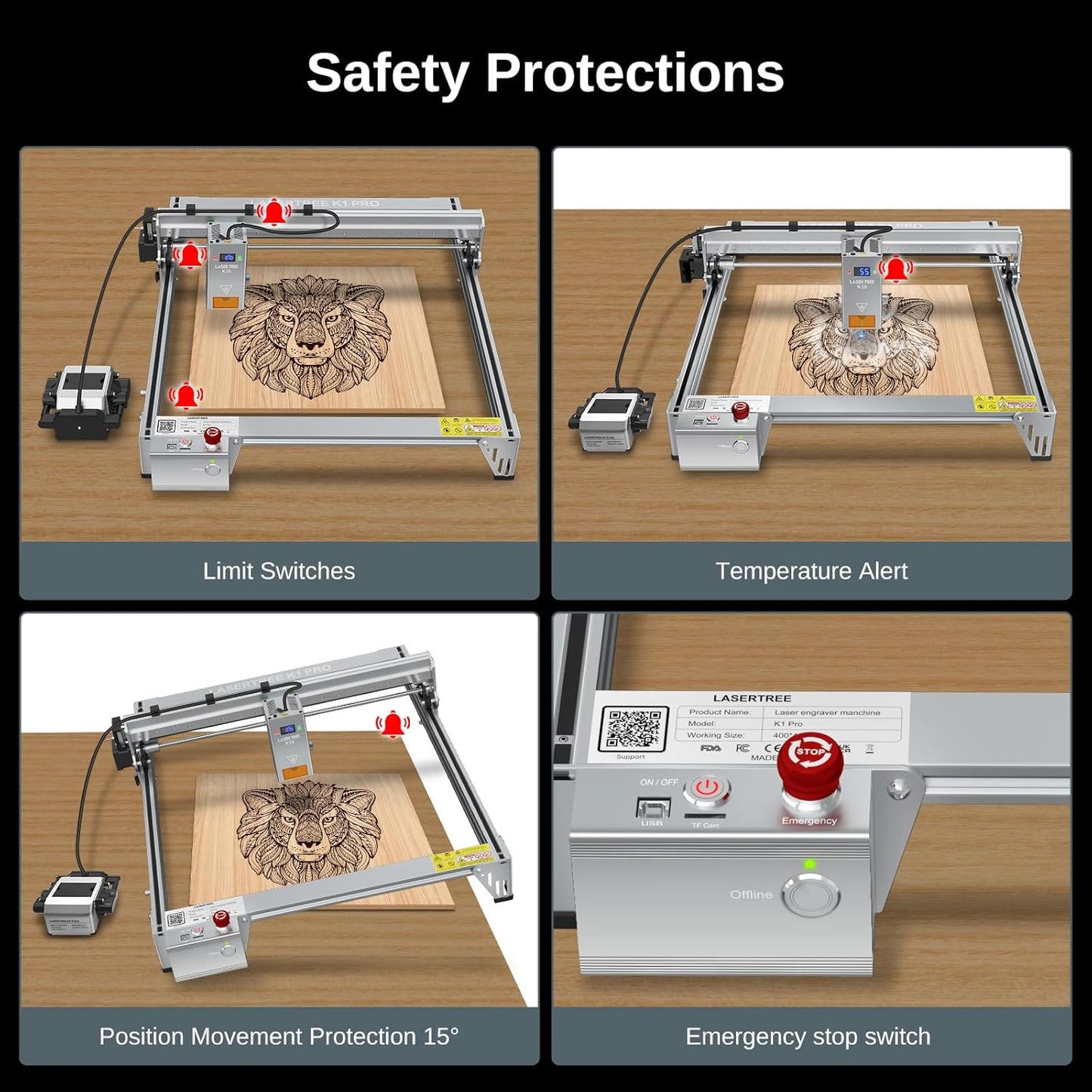 LASER TREE Laser Engraver, 30000mW（30W）Output Power Laser Engraver Machine with Air Assist Pump, High Precision Laser Cutter and Engraver for Wood & Metal Paper Acrylic Glass Leather etc，Class 4