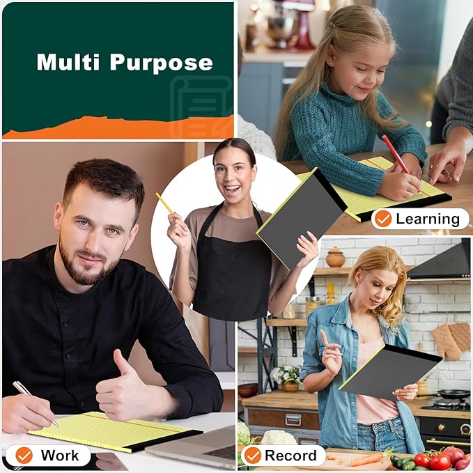 Legal Pads 8.5 x 11 Yellow Note Pads 8.5 x 11.75 Wide Ruled Writing Pads Lined Notepad for Home, School, Office Use, 80gsm Perforated Paper - Sturdy Cardboard Backing Support, 5 Pack (30 Sheets/Pad)