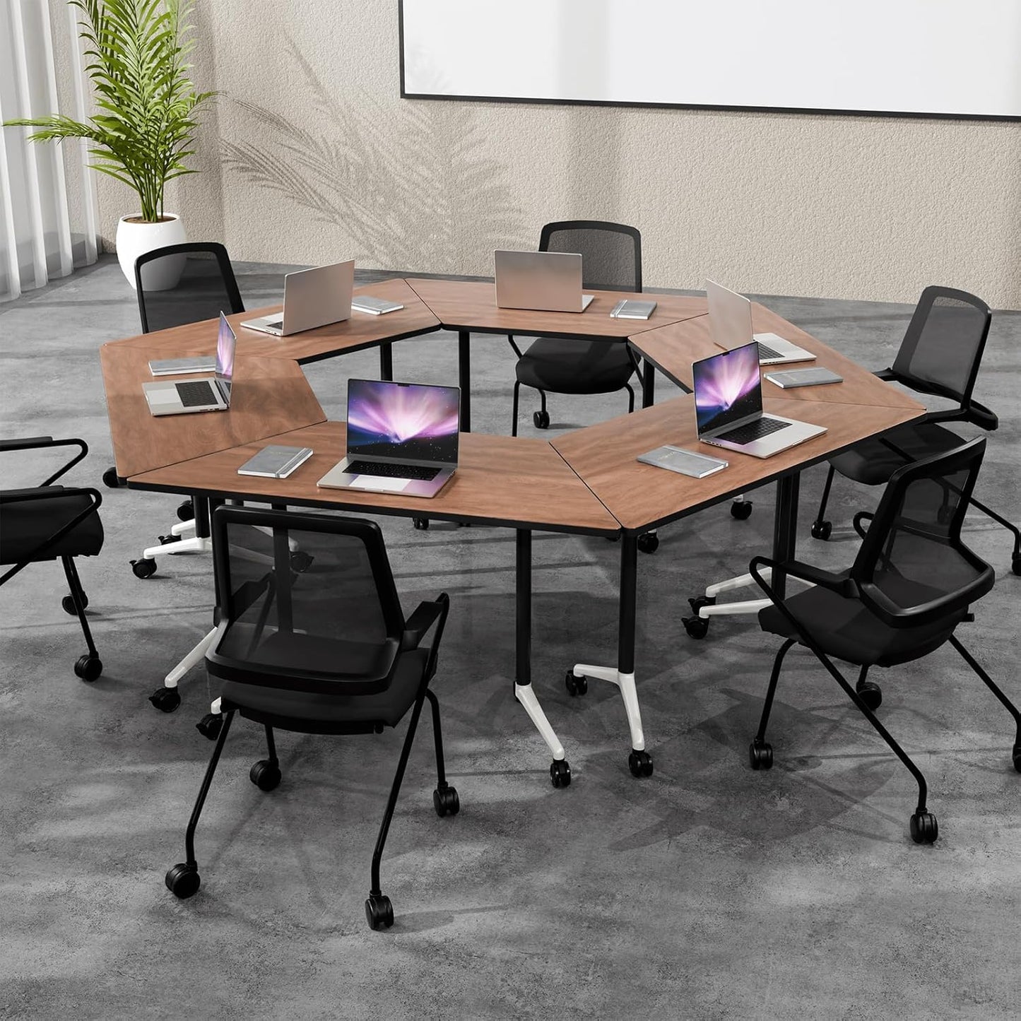 Conference Room Table with Flip-Top Design for Dynamic Meetings, Business Table Computer Desk with Heavy-Duty Frame,Foldable Seminar Meeting Tables for Home Office (6, D, 47.2IN)