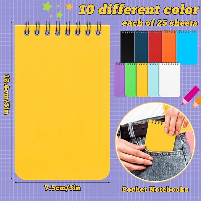 Sinmoe 120 Pack Small Spiral Notebooks 3x5 inch Mini Pocket Notepad Bulk Wire bound Top Spiral Memo Note Pads 60 College Ruled Notebook and 60 Blank Unlined Journals Assorted Steno Pads