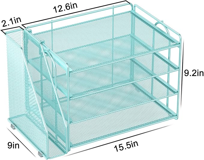 Spacrea Desk Organizers and Accessories, Paper Organizer for Desk with File Organizer, Desk Accessories & Workspace Organizers for Office Supplies (Blue)