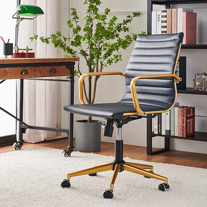 Chair, Desk Computer Chair ，with Armrests ，Ergonomic Office Chair for Home and Office, 17.32 x 22.83 x 35.43 inches, Multiple Colors (Gold Navy)