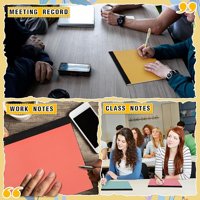 Lincia 12 Pcs 11" x 9.5" Legal Pads College Ruled Notepad Landscape Notebook Horizontal Lined Notebook 80 Gsm Assorted Colors Paper Pastel Writing Pads for School Office, 40 Sheet (Bright Color)