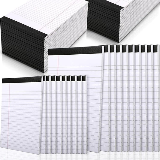 40 Pack Legal Pads Bulk 8.5 x 11 Inch and 5 x 8 Inch Note Pads, 50 Sheet/notepad, Wide Ruled Perforated Writing Notepads for School Students Teachers Office to Do Lists(White)