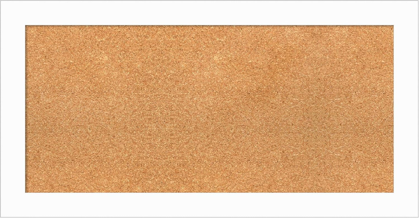 Amanti Art Natural Cork Board for Wall, 17x33 Vision Board with White Frame, Medium Corkboard Office Decor for Home Organization, Casual Corkboard Pinboard to Display Items for Home Organization in