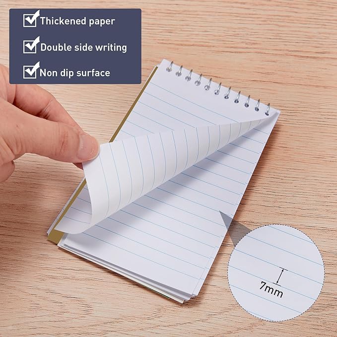 Thenshop 100 Pads Spiral Memo Bulk 3'' x 5'' Top Bound Memo Book 60 Sheets Small Mini Notebooks Lined Wire Bound Pocket Steno Book for Home, Office, School (Multicolored)