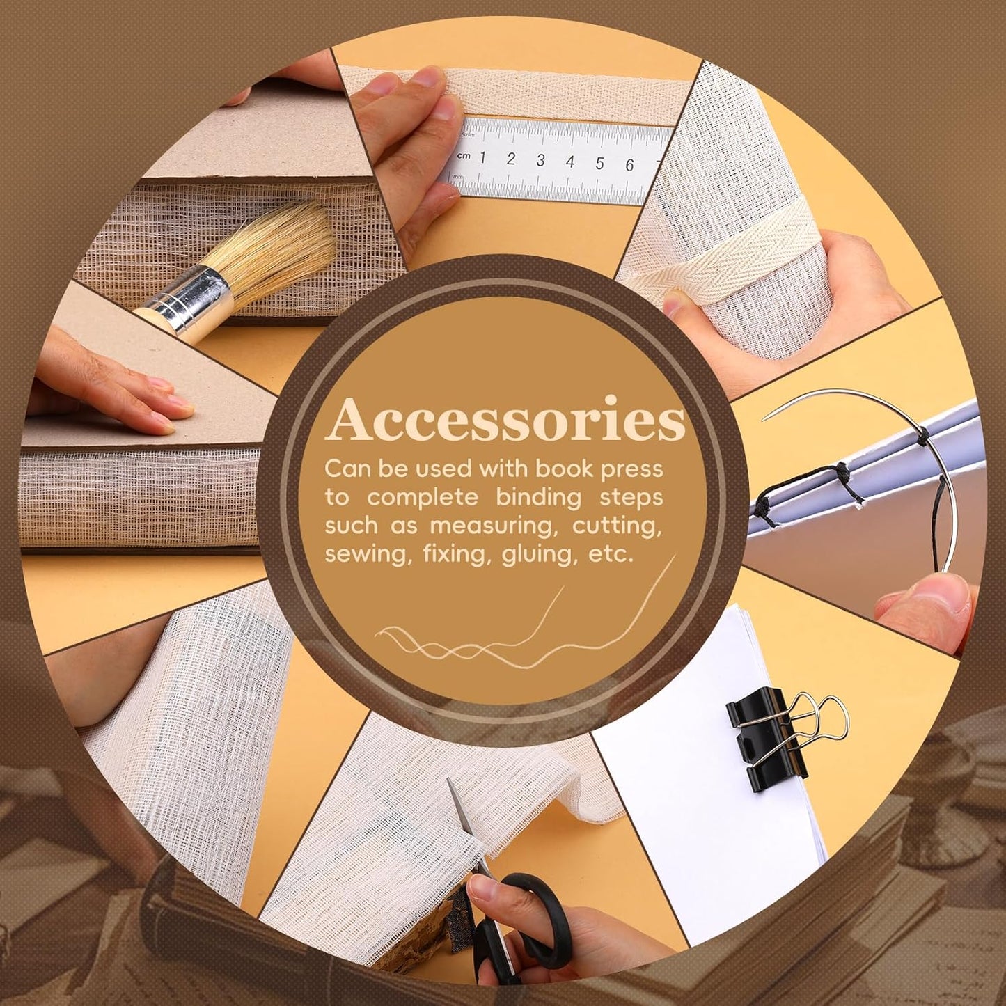 JUPEAN 45 Pcs Book Binding Kits, Bookbinding Kit Large Book Press 14.76”x11.42” with Books Binding Materials Bone Folder Tool Bind Cloth Webbing Strap and Storage Bag for Repair