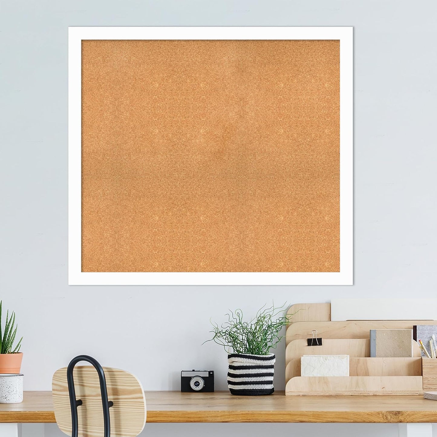 Amanti Art Natural Cork Board for Wall, 39x43 Vision Board with White Frame, Oversize Corkboard Office Decor for Home Organization, Casual Corkboard Pinboard to Display Items for Home Organization in