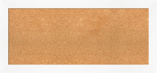 Amanti Art Natural Cork Board for Wall, 17x37 Vision Board with White Frame, Medium Corkboard Office Decor for Home Organization, Modern Corkboard Pinboard to Display Items for Home Organization in