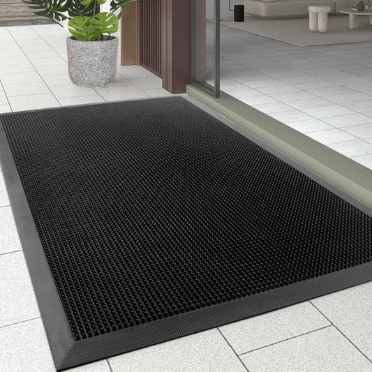 Kuyal Front Door Mat, 3'x4' Outdoor Entrance Mat, Winter Non-Slip Waterproof Outside Entrance Mats, Heavy Duty Durable Welcome, Non Slip Rubber Outdoor Mats for Entryway, Black
