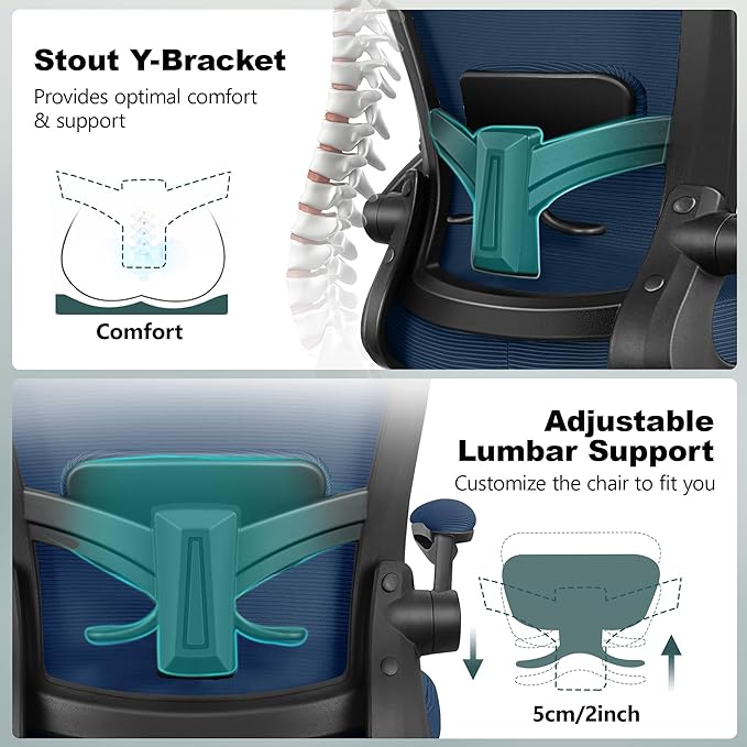 FelixKing Drafting Chair Ergonomic Tall Office Chair, Breathable Mesh Chair with Adjustable Footrest Ring Lumbar Support Flip-up Armrests, High Back Executive Comfy Task Computer Chair for Home Office
