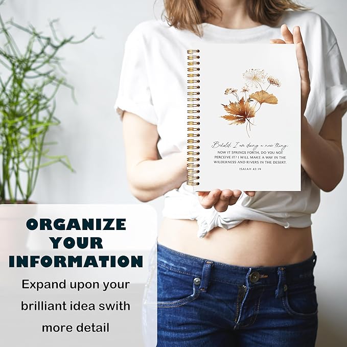 BearCake bible journaling notebook,christian journal bible for women,Bible Notebooks for Note Taking Behold I am Doing a New Thing Floral Christian Notebook bible Journal,Spiral Notebook 5.5x8.3