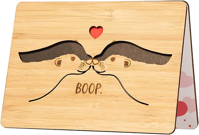 Anniversary Card for Her Him Boyfriend Girlfriend Husband Wife, Wooden Otter Card, Birthday Gift, Happy Anniversary for Couple