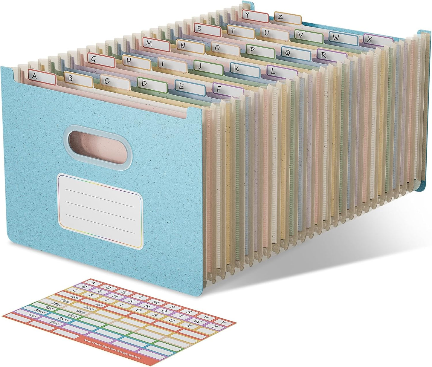 Accordion File Organizer, 26 Pockets Wheat Straw Expanding File Folders, Upright&Open Top, A-Z Bill Receipt Organizer, 100% BPA Free, Return to Nature, Healthy Living, Letter/A4 Size-Sky Blue