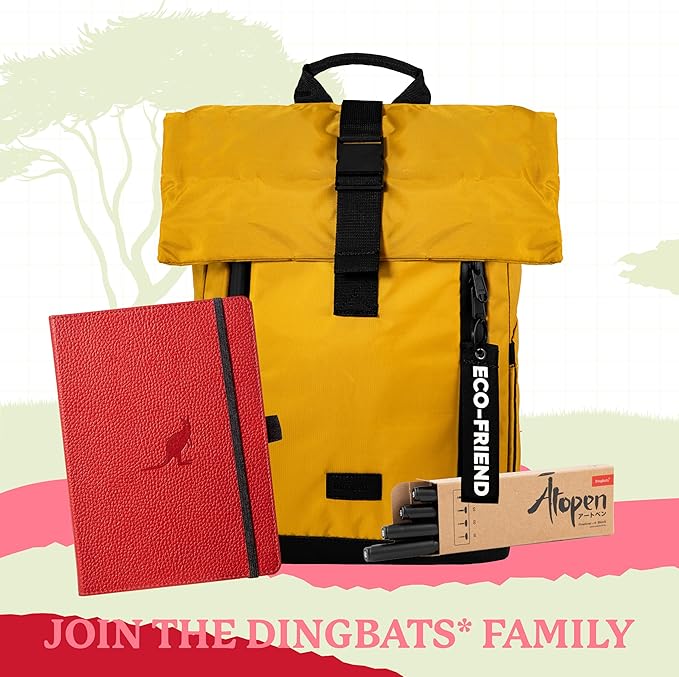 Dingbats* Wildlife Grid Writing Journal Notebook A5 - Vegan Leather Hardcover - Ideal for Work, Travel - Pocket, Elastic Closure, & Bookmark