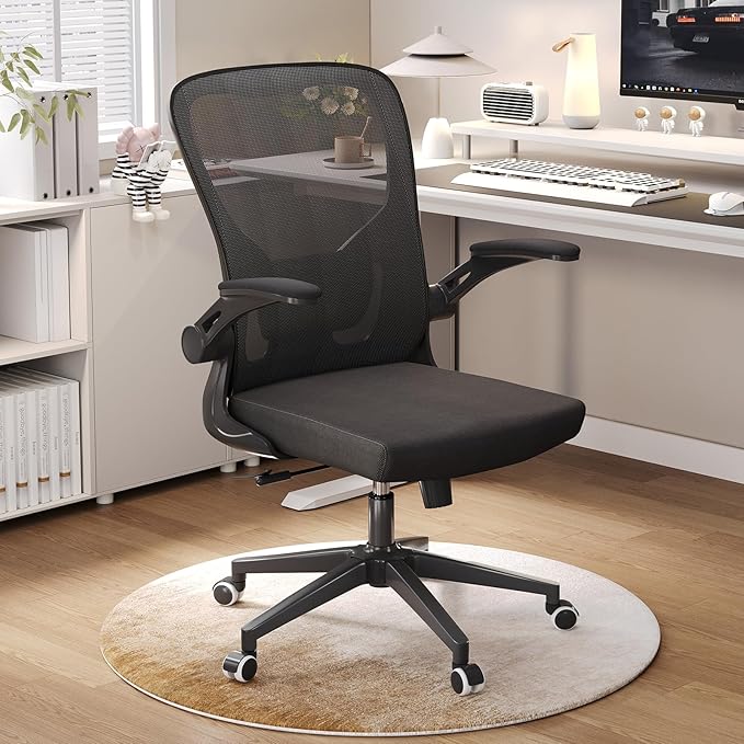 Ergonomic Office Chair, High-Back Mesh Computer Desk Chair with Adjustable Height, Lumbar Support, Flip-Up Armrests,headrest，and Swivel Rolling Design for Home and Office Use