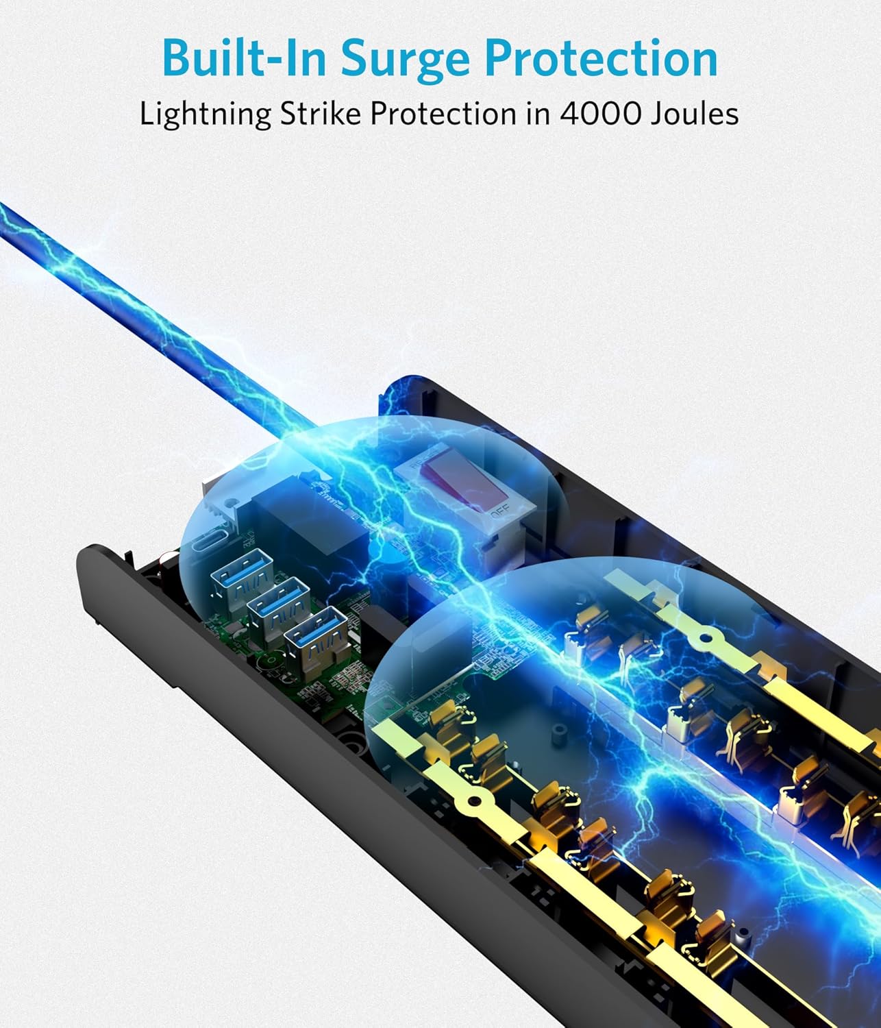 BESTEK 4,000 Joules Surge Protector with USB,6 Feet Extension Cord Power Strip with 8 AC Outlets 15A 1875W,5V 4.2A 4 USB Charging Ports Desktop Charging Station,Wide Spaced Outlet for Large Plug,Black