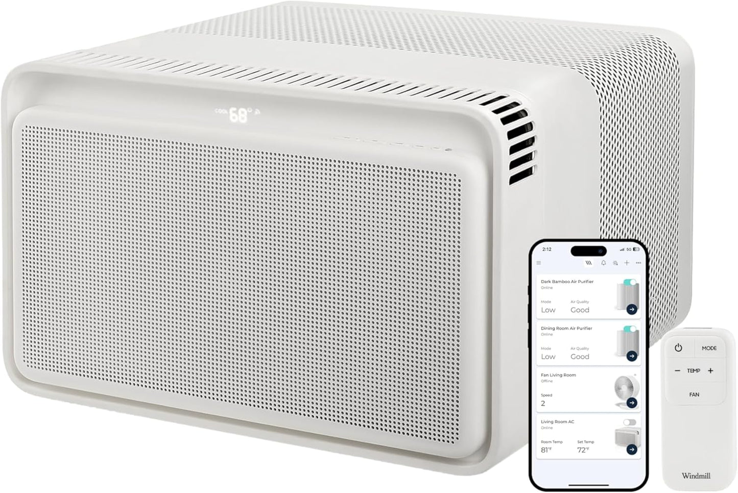 Windmill 12,000 BTU Inverter Window Air Conditioner with WhisperTech - Ultra-Quiet & Smart, Cools up to 550 Sq. Ft. - Easy Install, App/Wi-Fi, Voice-Enabled, Remote Control, High Energy Efficiency