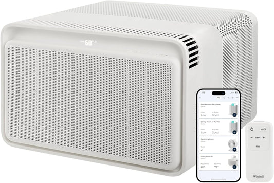 Windmill 10,000 BTU Inverter Window Air Conditioner with WhisperTech - Ultra-Quiet & Smart, Cools up to 450 Sq. Ft. - Easy Install, App/Wi-Fi, Voice-Enabled, Remote Control, High Energy Efficiency