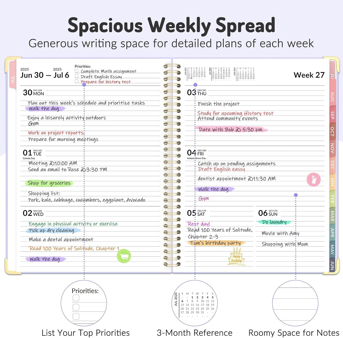 Jul 2025 -Dec 2026 Planner, Forvencer Academic Planner 2025-2026, 18 Month Daily Planner, 8.5" x 11", Weekly & Monthly Agenda Book, Hardcover Calendar Book, School Supplies for Student,Beige