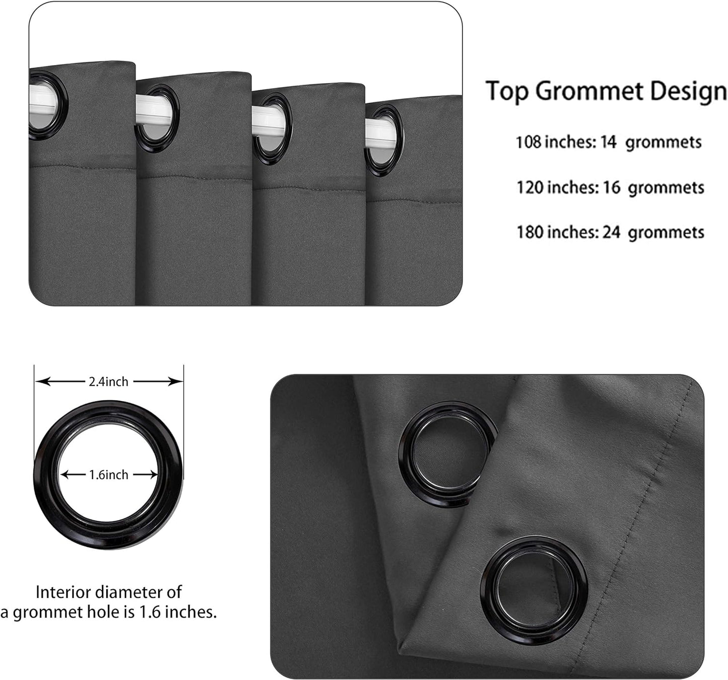 BONZER Room Divider Curtain Total Privacy Wall Grommet Thermal Insulated Wide Blackout Curtains for Bedroom Living Room, 96L x 108W Inch (8L x 9W ft), 1 Panel, Dark Grey