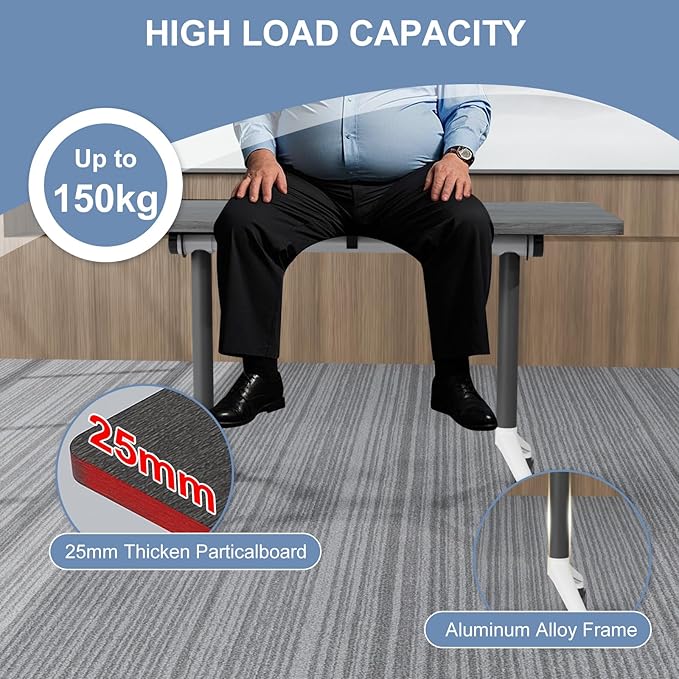 Folding Conference Table, Mobile Training Table for Office Conference, Modern Modular Rectangular Work Desk Meeting Seminar Work Tables with Caster Wheels, Large Breakroom Tables (2Pack L63in)