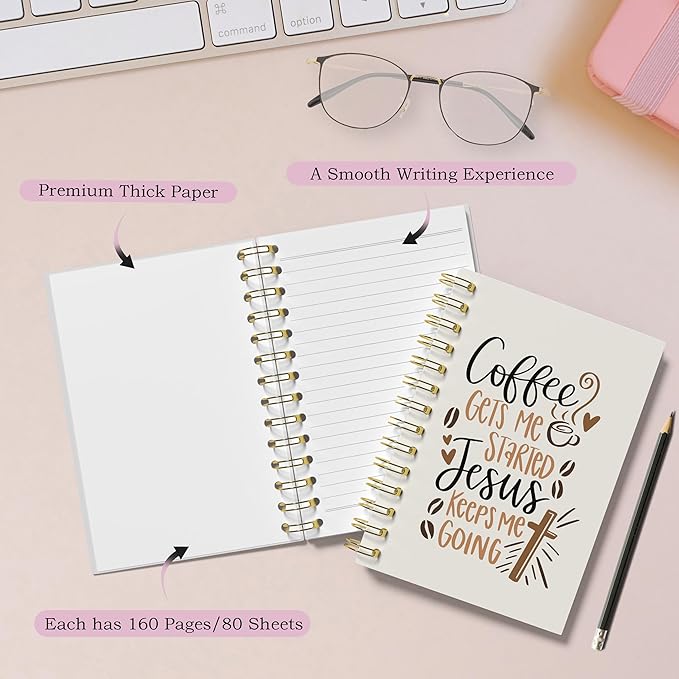 Coffee and Jesus Notebook - Coffee Christian Journal, Coffee Jesus Spiral Notebook, Coffee Christian Jesus Decor, Jesus Gifts for Women, Gifts for Coffee Lovers, Christian Gifts, 5.5x8.3 Inches
