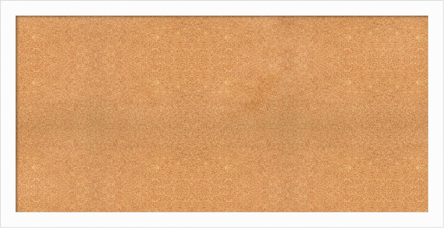 Amanti Art Natural Cork Board for Wall, 29x57 Vision Board with White Frame, Oversize Corkboard Office Decor for Home Organization, Casual Corkboard Pinboard to Display Items for Home Organization in