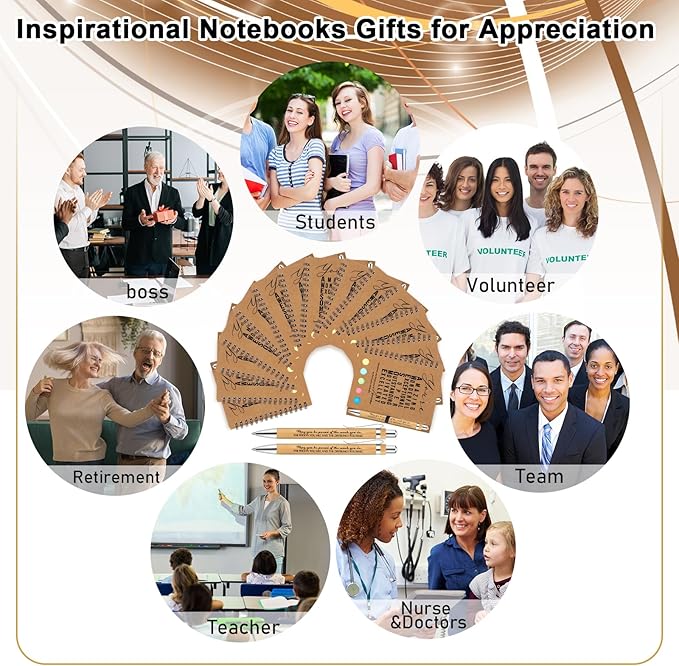Jetec 50 Sets Bulk Employee Appreciation Gifts Bulk Inspirational Spiral Notebook with Note Ballpoint Pen Thank You Gifts for Volunteer Social Worker Nurse Staff Coworker Students (Amazing)