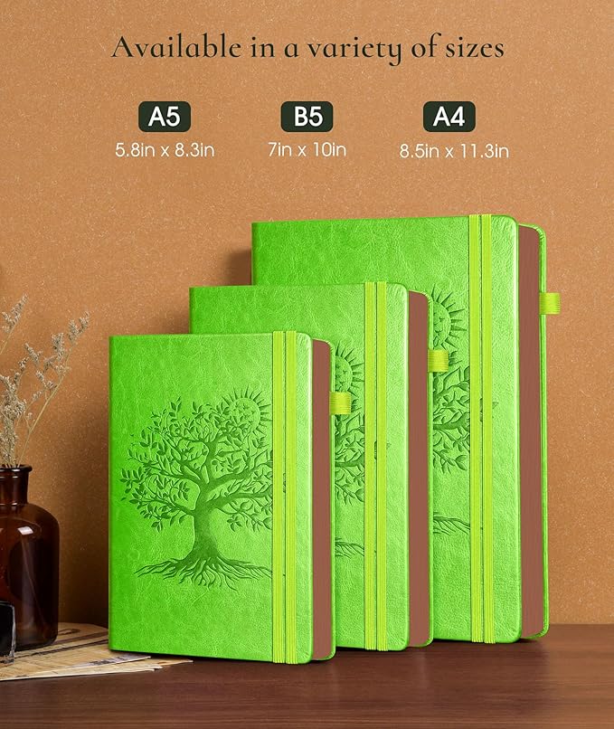 Vintage Leather Journal with 300 Numbered Pages,A4 Lined Journal for Men Women,Daily Journals for Writing,College Ruled Notebook for Work,School,Note taking,Travel Diary,Large (8.5" X 11.3")