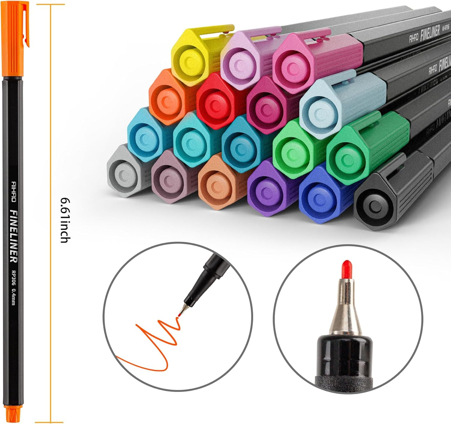 AIHAO Fineliner Pen, Color Pens for Drawing, Calendar, Coloring, Writing, Note Taking, Journaling,18ct Colors Fine Line Porous Fine Point Markers, School Office Teacher Art Supplies